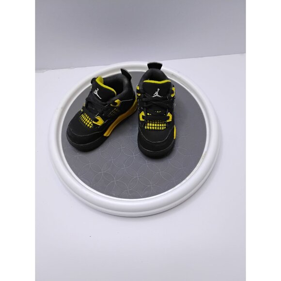 Air Jordan 4 Retro Toddler Shoes Black/Yellow Size 5C - Picture 2 of 8